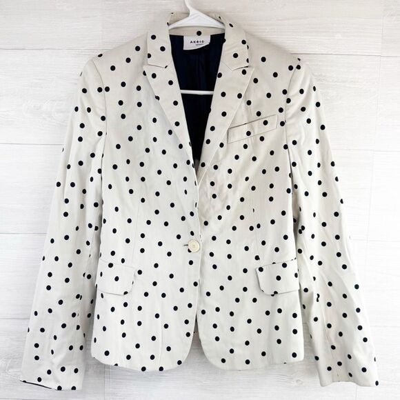 Akris Punto Polka Dot Cotton Blend Blazer Jacket 8 - Picture 1 of 6